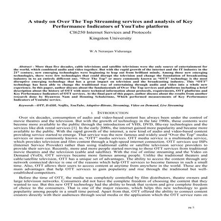 A study on Over The Top Streaming services and analysis of Key  Performance I...