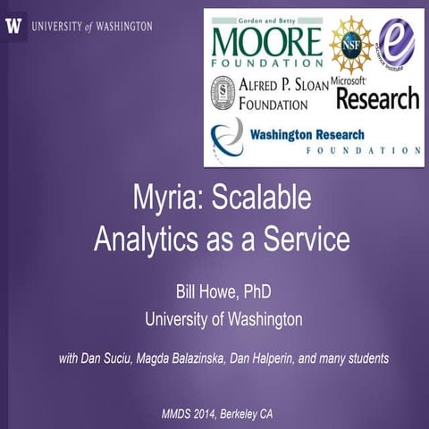 MMDS 2014: Myria (and Scalable Graph Clustering with RelaxMap)