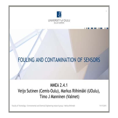 Fouling and contamination of sensors