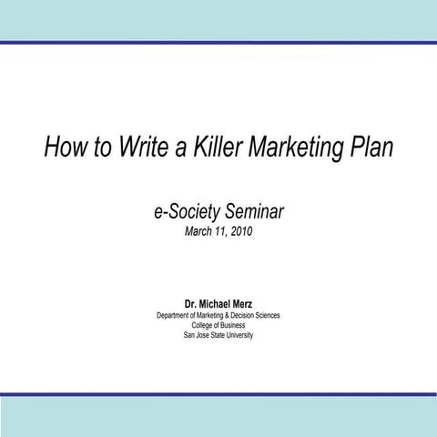 How To Write A Killer Marketing Plan