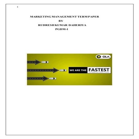 Marketing management project of OLA Cabs 