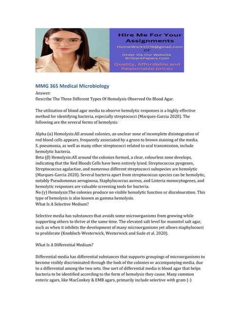 MMG 365 Medical Microbiology.docx