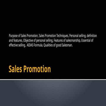 SLAES PROMOTION MBA II SEM : MARKETING MANAGEMENT