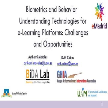 2022_11_11 «Biometrics and Behavior Understanding Technologies for e-Learning...