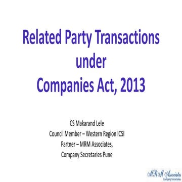 Related Party Transactions by Makarand Lele