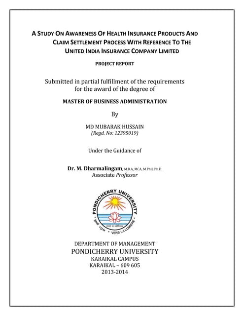 A STUDY ON AWARENESS OF HEALTH INSU...