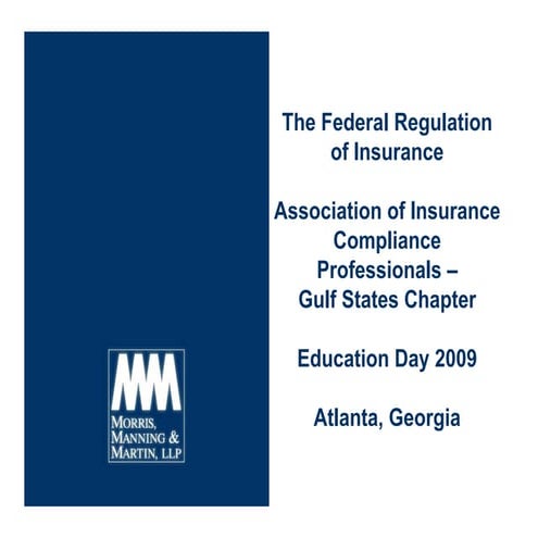 The Federal Regulation Of Insurance | PDF