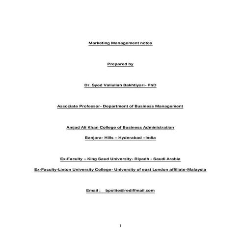 Marketing Management notes 
