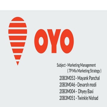 OYO(Marketing Strategy)- 7P Mix Marketing Strategy