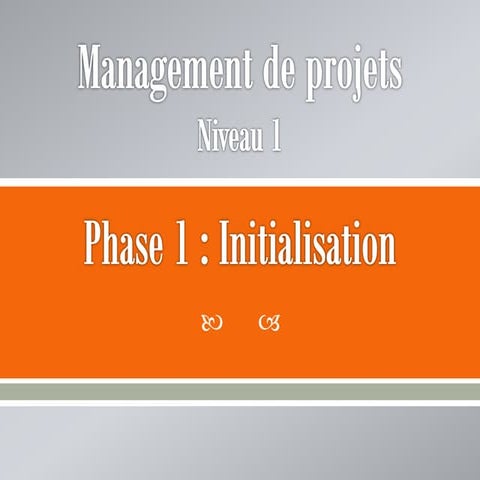 Management de projets (Cours Niveau 1) Phase 1 Initialisation du projet