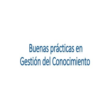 Buenas prácticas en Gestión del Conocimiento