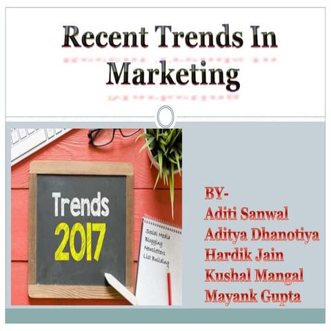 Recent Trends in Marketing 