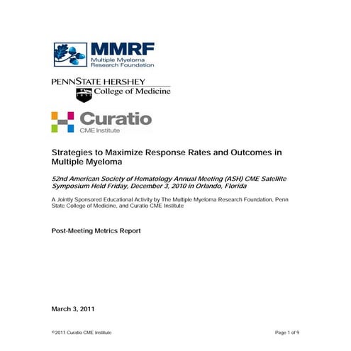 Outcomes: ASH 2010 (Multiple Myeloma)