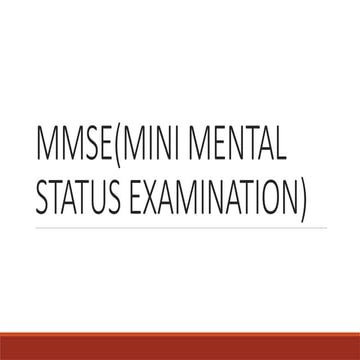 Mini-Mental State Examination | PDF