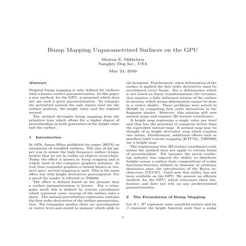 Bump Mapping Unparametrized Surfaces on the GPU