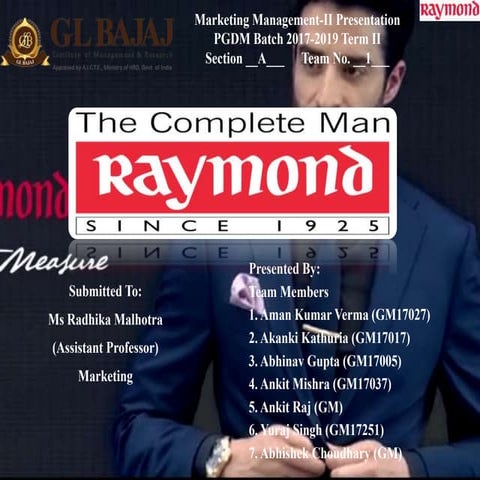 Raymond marketing management project ppt 