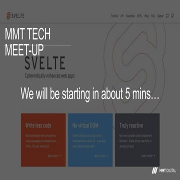 Introduction to Svelte - Mmt tech meetup - September 2020