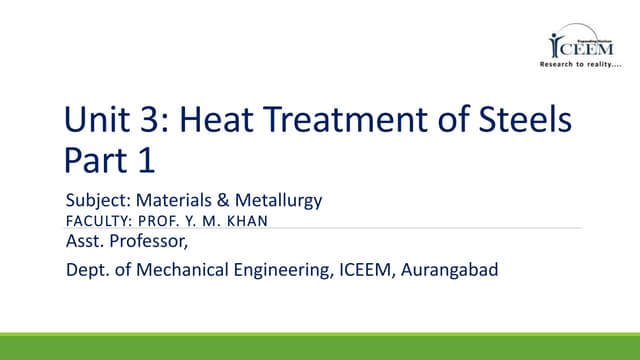 Materials and Metallurgy Heat treatment