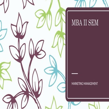 MARKETING MANAGEMENT UNIT I FOR MBA II SEM.
