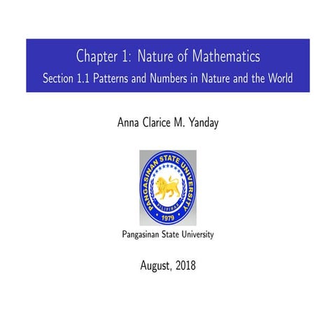 Mathematics in the Modern World Lecture 1