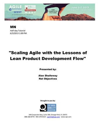 Scaling Agile with the Lessons of Lean Product Development Flow