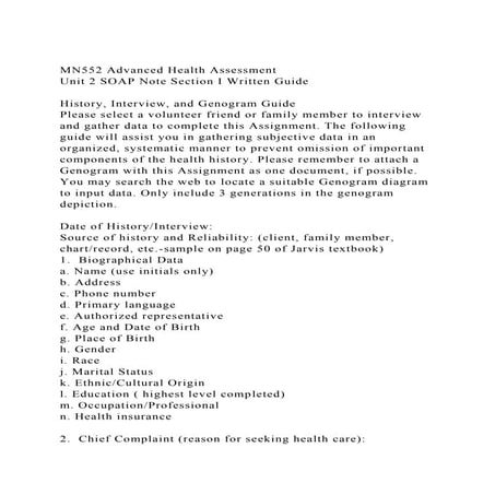 MN552 Advanced Health AssessmentUnit 2 SOAP Note Section I Writt.docx