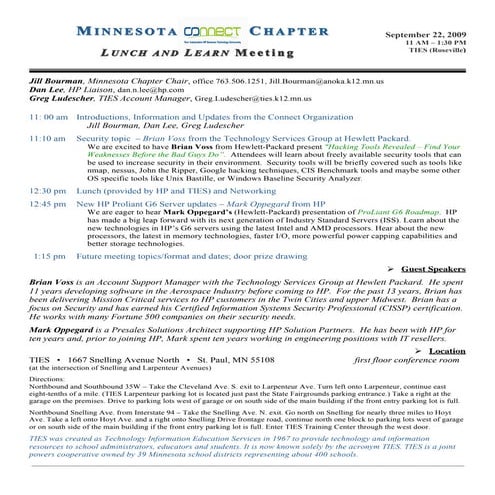MN Connect Chapter Meeting - September 22nd 2009