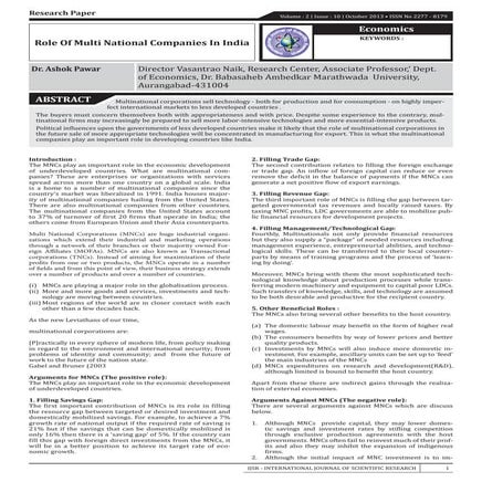 Role of multinational corporations (MNCs) in international Business | PPTX