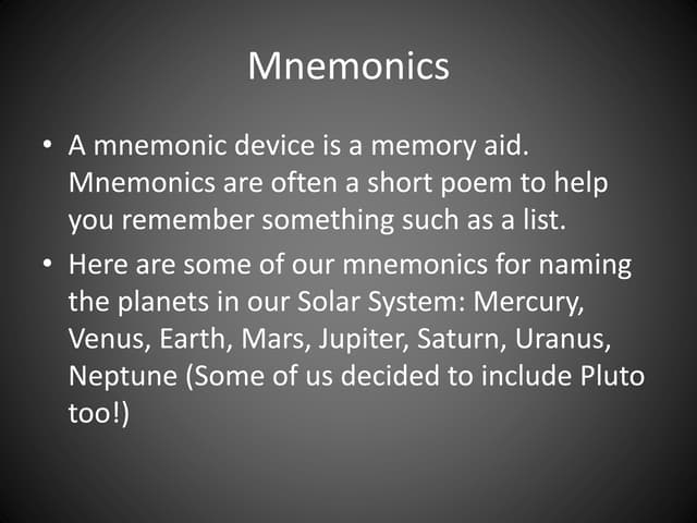 Mnemonics