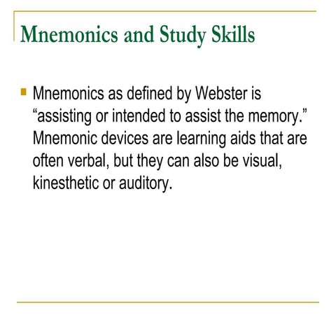 Mnemonics studyskills
