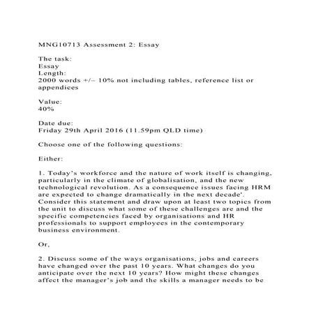 MNG10713 Assessment 2 EssayThe taskEssayLength2000 wo.docx