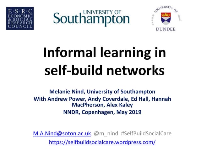 Informal learning in self-build networks