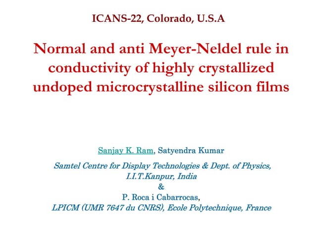 MNR & Anti MNR In Conductivity Of H...