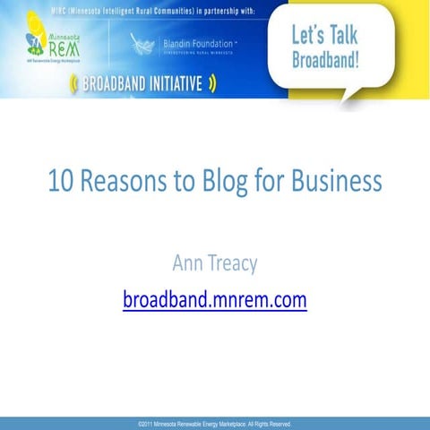 MNREM 10 Reasons to Blog for Business