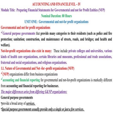 Government and not for profit accounting