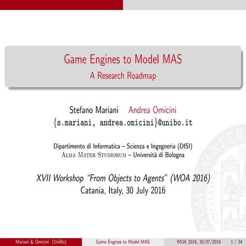 Game Engines to Model MAS: A Research Roadmap