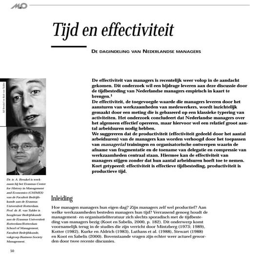 Tijd en effectiviteit, M & O (2004)