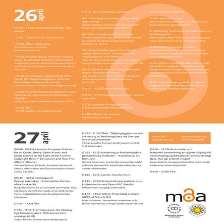 Moa 2017, Program