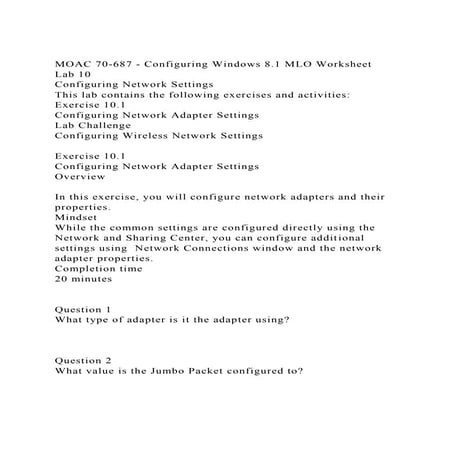 MOAC 70-687 - Configuring Windows 8.1 MLO WorksheetLab 10Confi.docx