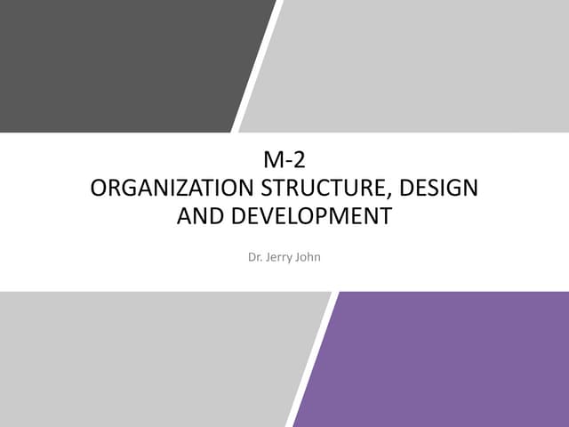 Organization Structure, Design and Development