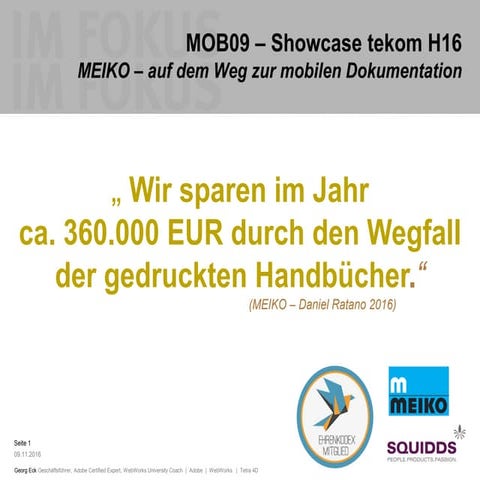 MEIKO - auf dem Weg zur mobilen Dokumentation