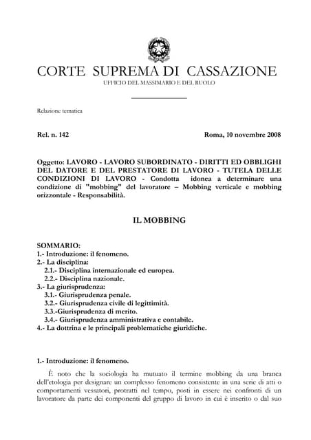 CORTE SUPREMA DI CASSAZIONE – RELAZIONE TEMATICA: TUTELA ...