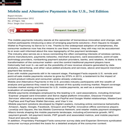 Mobile and Alternative Payments in the U.S., 3rd Edition