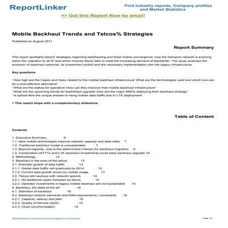 Mobile Backhaul Trends and Telcos% Strategies