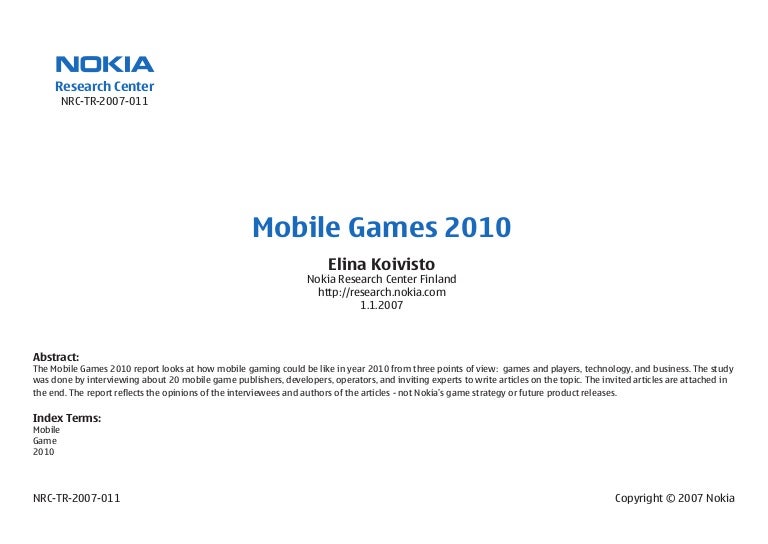 Mobile Games 2010 By Nokia