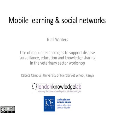 Mobile Technologies Workshop - Mobile learning and social networks