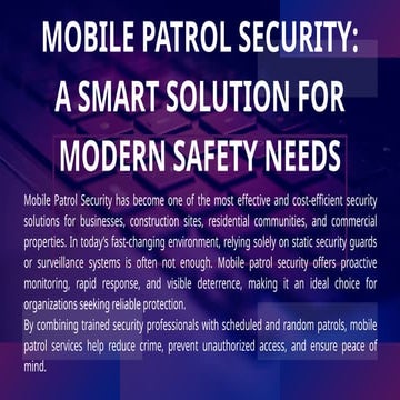 Mobile Patrol Security Services Property Protection | PPTX