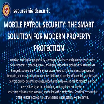 Mobile Patrol Security for Reliable and Proactive Protection | PPTX