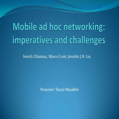 Mobile ad hoc networking: imperatives and challenges