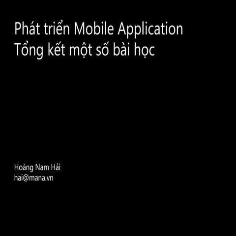 Mobile app development (Hoàng Nam Hải, Giám đốc ManaTech)